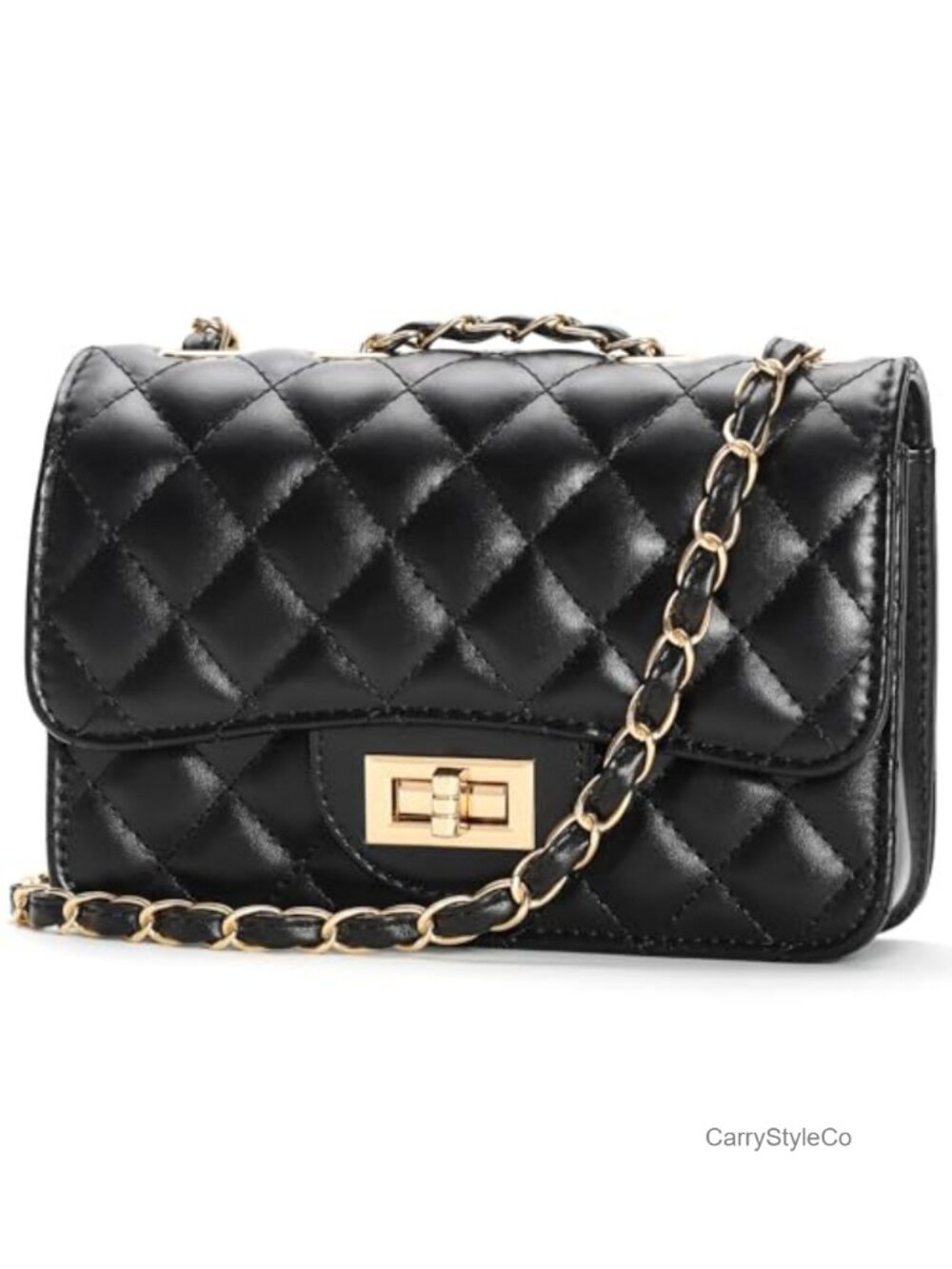 Small Quilted Crossbody Purse Faux Leather Satchel Handbag with Chain Strap